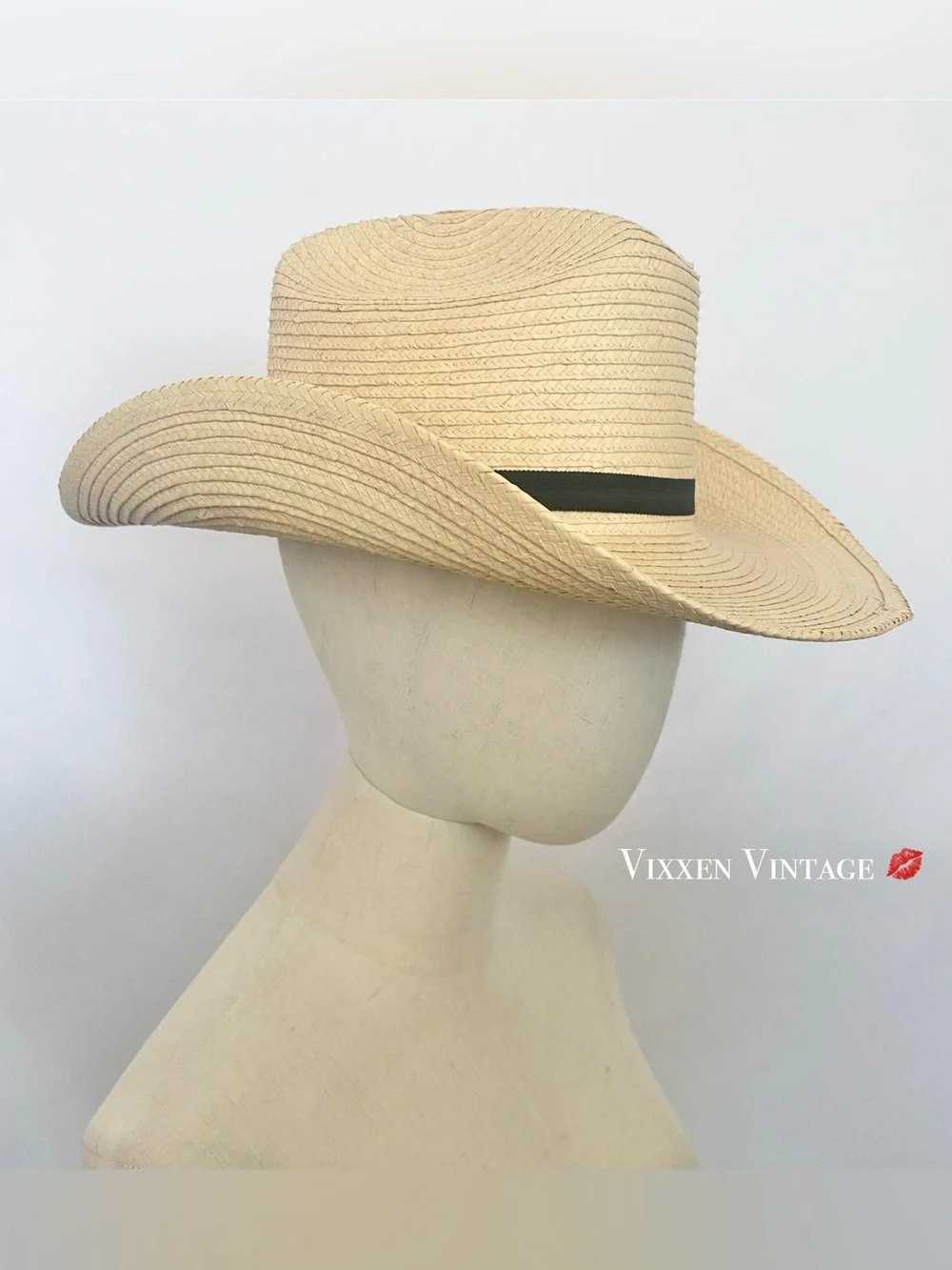 SUNBODY HATS HOUSTON, TEXAS 'KID'S CATTLEMAN PALM LEAF STRAW HAT' IN NATURAL